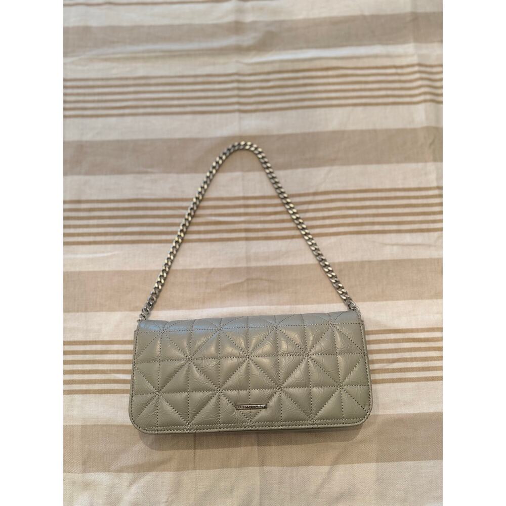 Rebecca Minkoff NWT | gray Deco quilted clutch handbag purse, silver accents - Picture 2 of 9